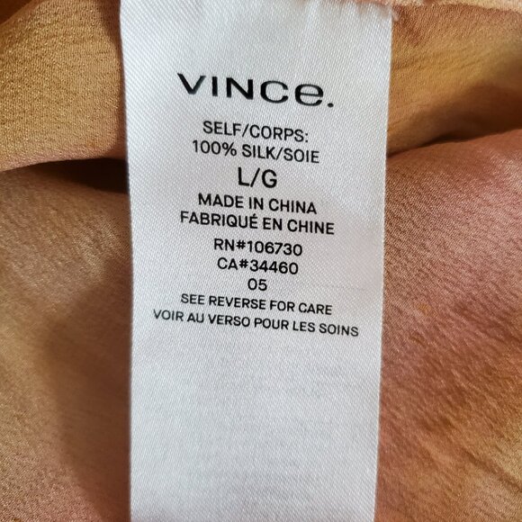 NEW Vince Silk button shortsleeve shirt beige blue pink green ivory painted M L - Picture 5 of 9